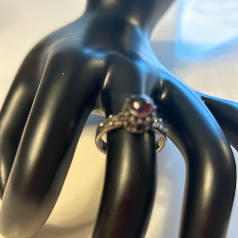 Silver Garnet Ring Size 7